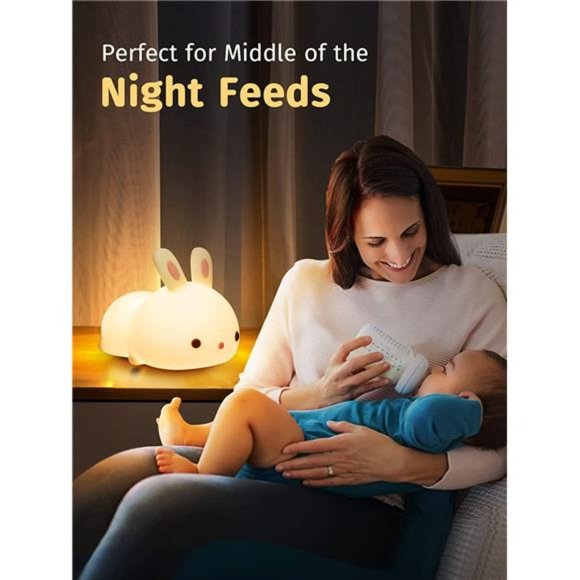 One Fire Night Light for Kids,Easter Bunny Lamp Cute Lamp,16 Colors Night Lights - Picture 5 of 6